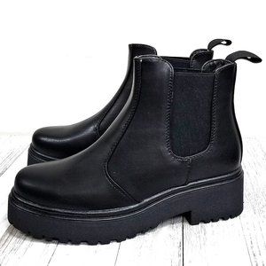 New Black Chelsea Elastic Combat Boots Booties